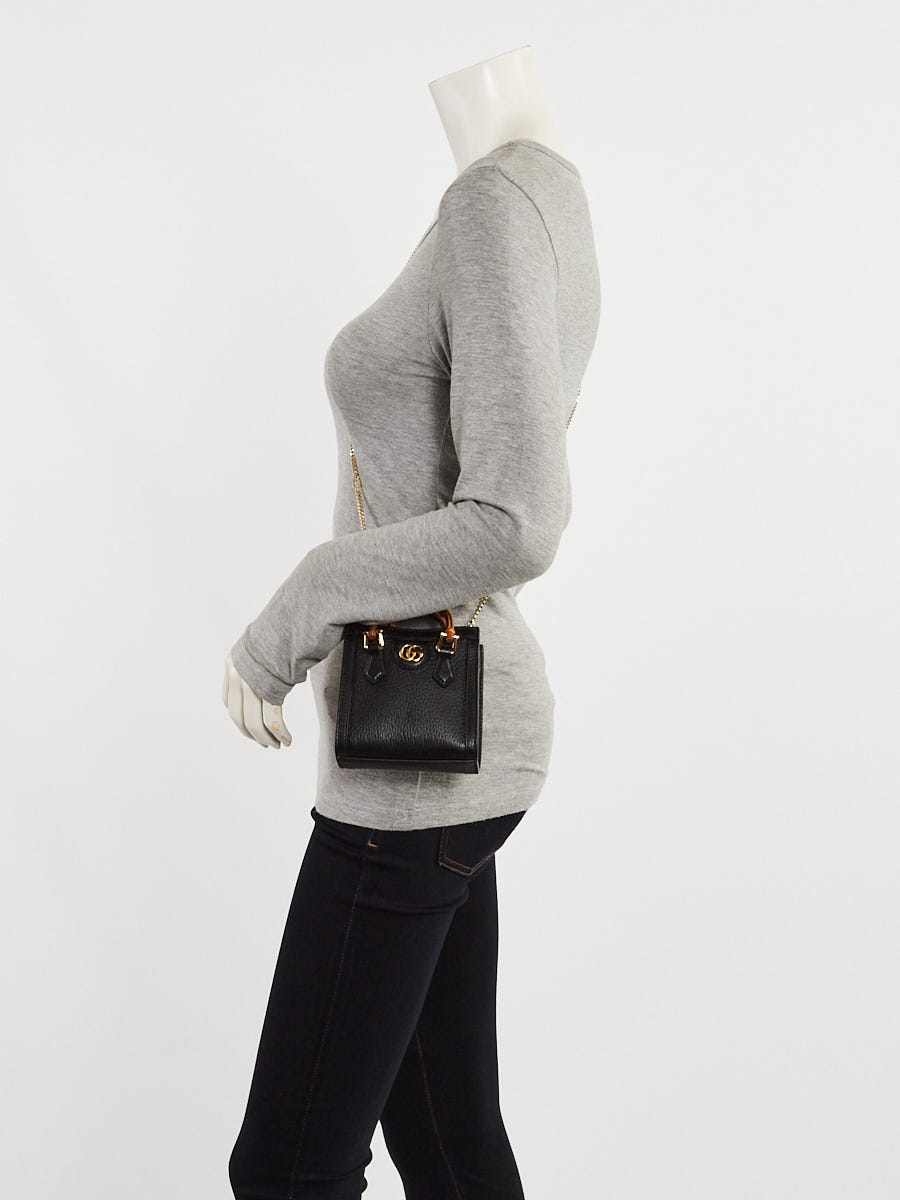 Gucci Black Pebbled Leather Diana Nano Tote Bag | Yoogi's Closet