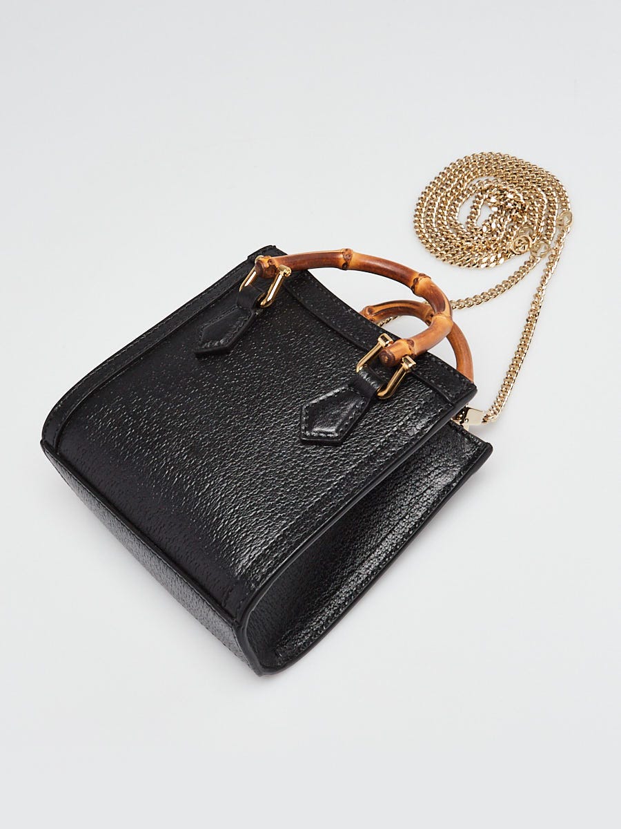 Gucci Black Pebbled Leather Diana Nano Tote Bag | Yoogi's Closet