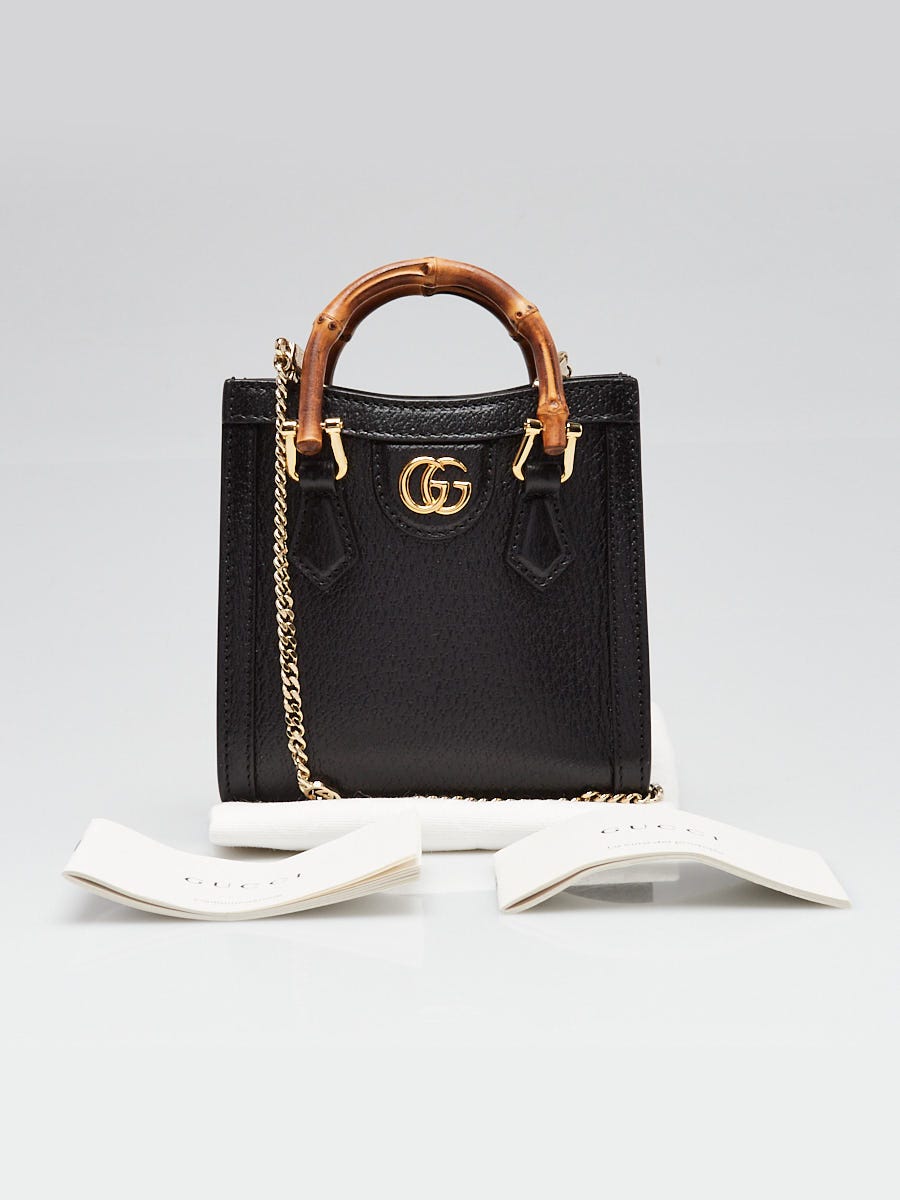 Gucci Black Pebbled Leather Diana Nano Tote Bag | Yoogi's Closet