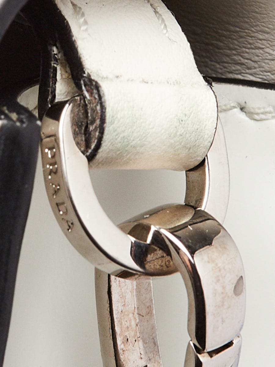 Prada Black Spazzolato Leather Maxi Triangle Logo Small Crossbody