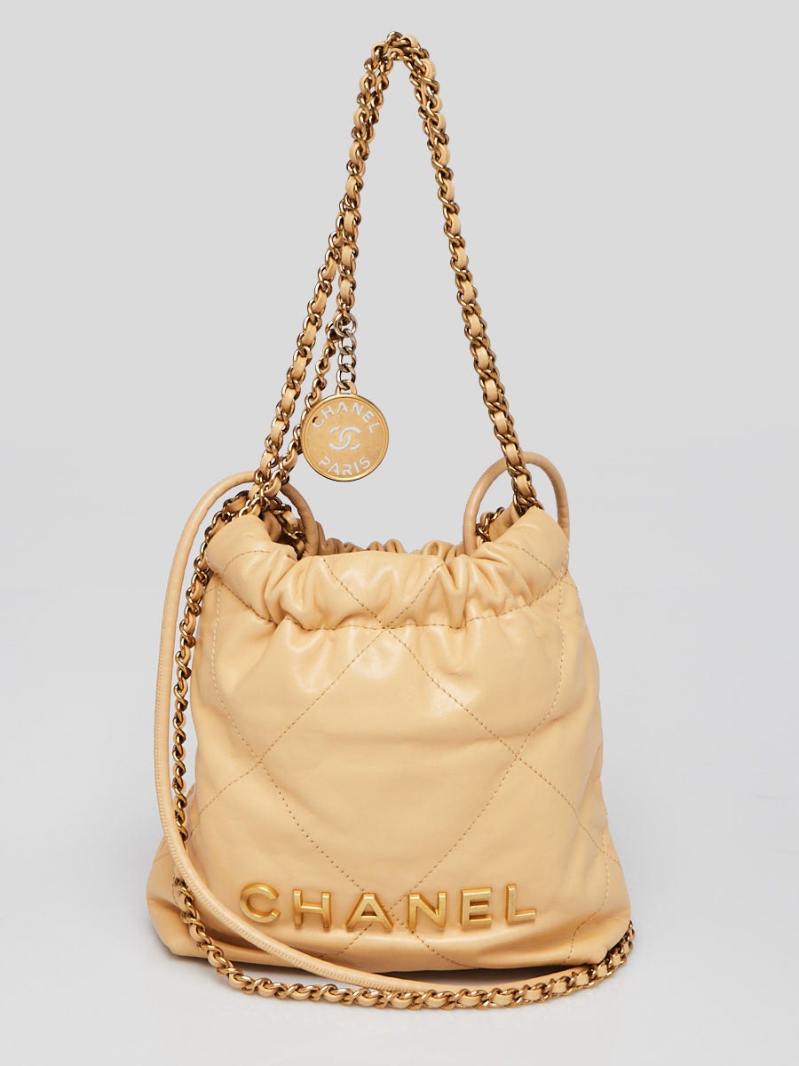 Chanel Beige Quilted Calfskin Leather Chanel 22 Mini Bag | Yoogi's