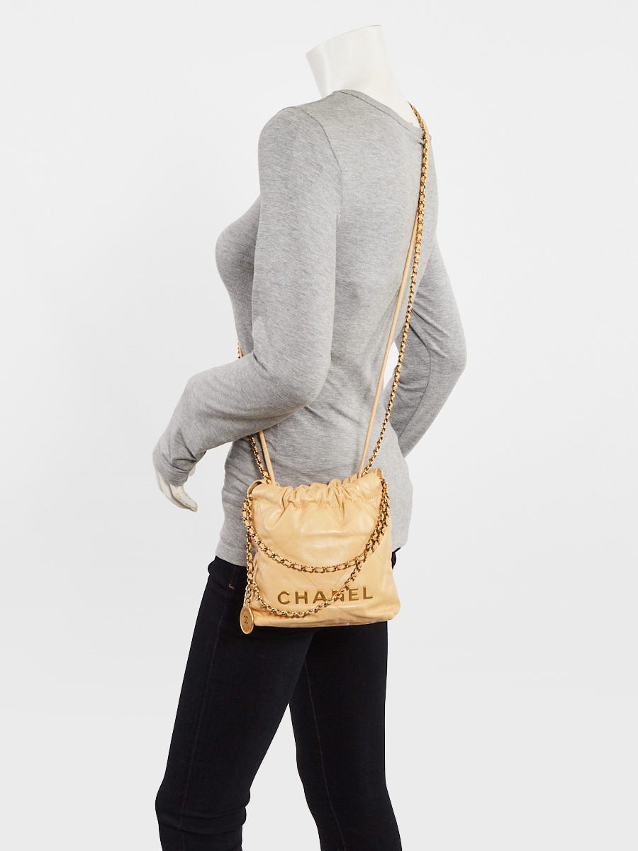 Chanel Beige Quilted Calfskin Leather Chanel 22 Mini Bag