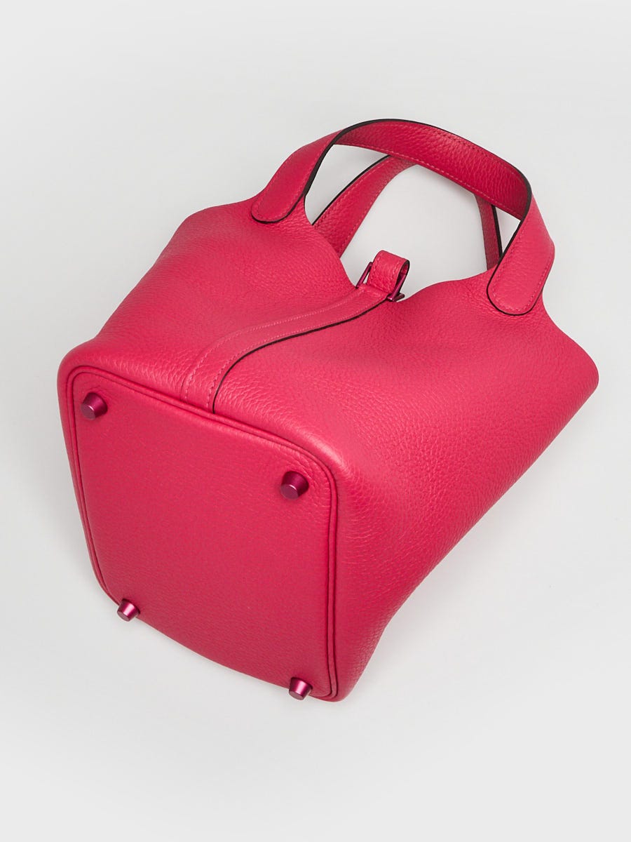 Hermes 18cm Rose Mexico Clemence Monochrome Picotin Lock Bag