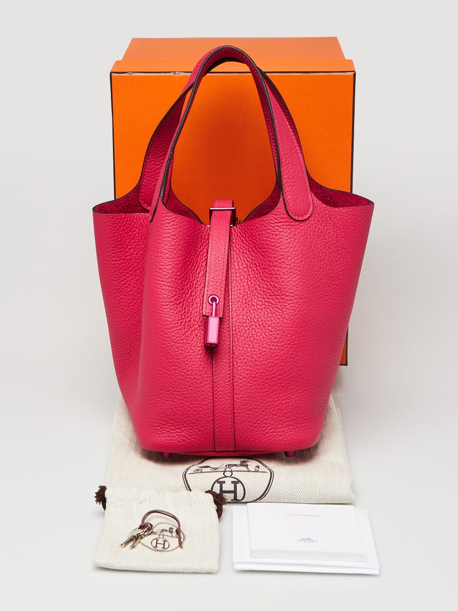 HERMES(エルメス￼)、￼レザー リンゴ型 ケース 赤 Hermes 18cm Rose Mexico Clemence Monochrome Picotin Lock Bag
