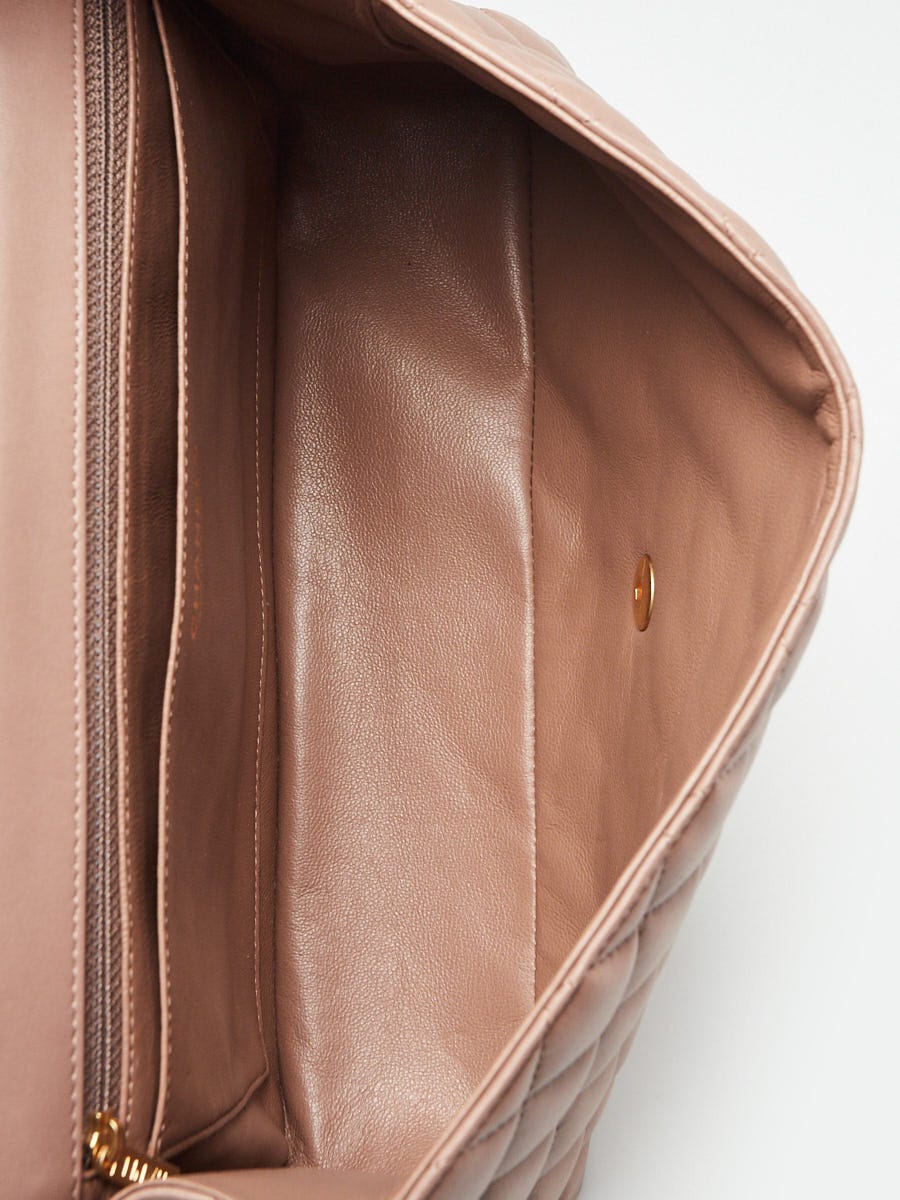 Chanel Brown Quilted Lambskin Leather Classic Jumbo Single Flap