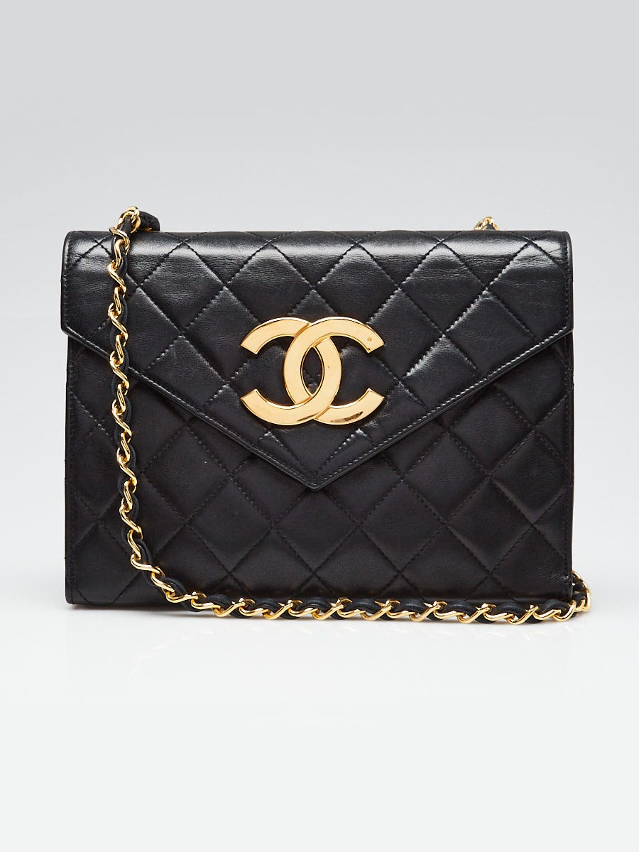 CHANEL エスパ Chanel Black Quilted Lambskin Leather CC Envelope Flap Shoulder