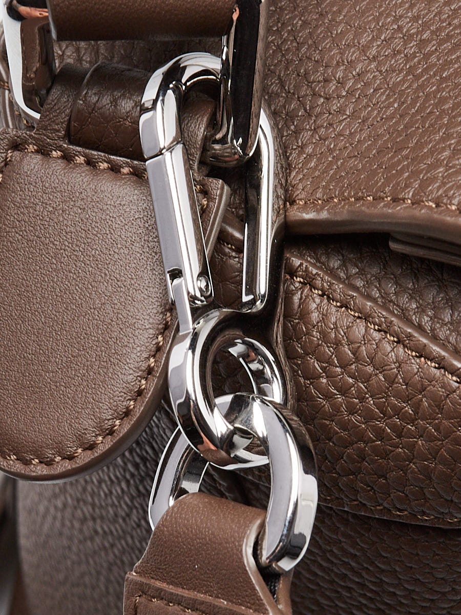 Loewe Dark Brown Grained Calfskin Leather Medium Puzzle Bag