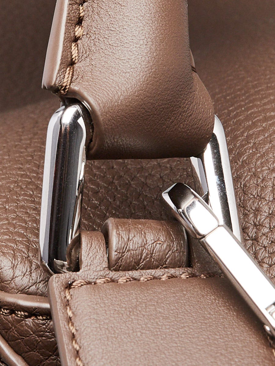 LOEWE レザーケース グベージュ・ブラウン Loewe Dark Brown Grained Calfskin Leather Medium Puzzle Bag