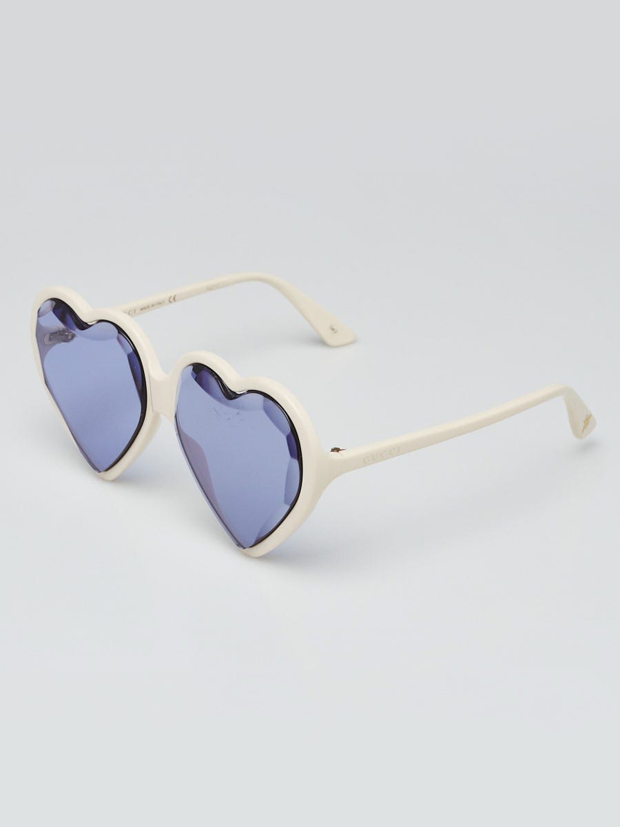Gucci White Acetate Heart Shaped Sunglasses - GG0360S | Yoogi's Closet