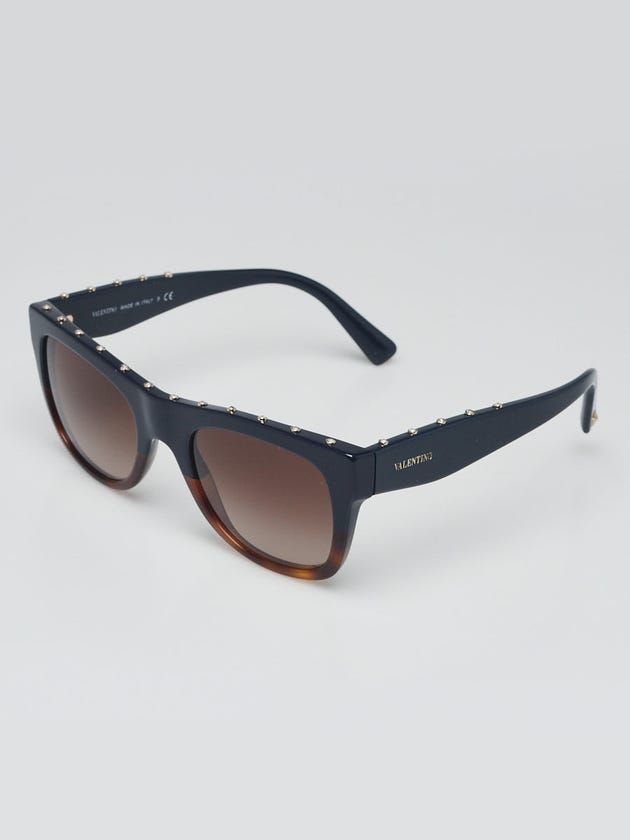 Valentino Blue/Tortoise Shell Acetate Crystal Studded Sunglasses - 4023