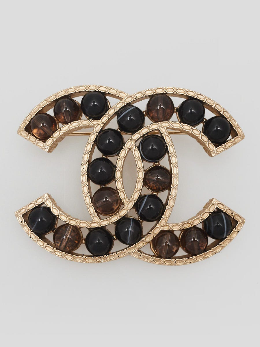 CHANEL ゴールド ピン Chanel Gold Metal Resin Beaded CC Brooch | Yoogi's Closet