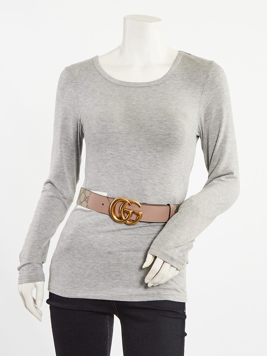 Gucci Beige/Ebony Supreme Coated Canvas Double G Belt Size 70/28