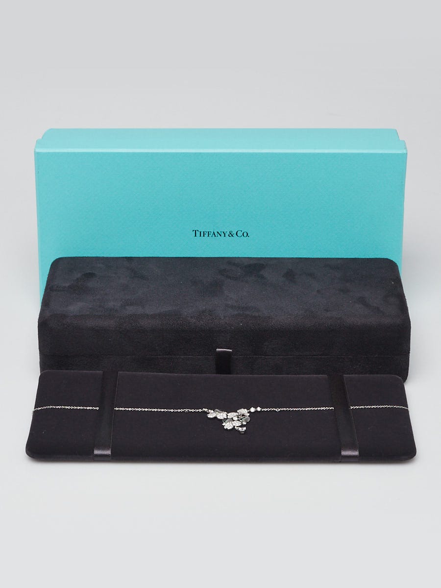 Tiffany & Co. Platinum and Diamond Paper Flowers Cluster Drop Necklace