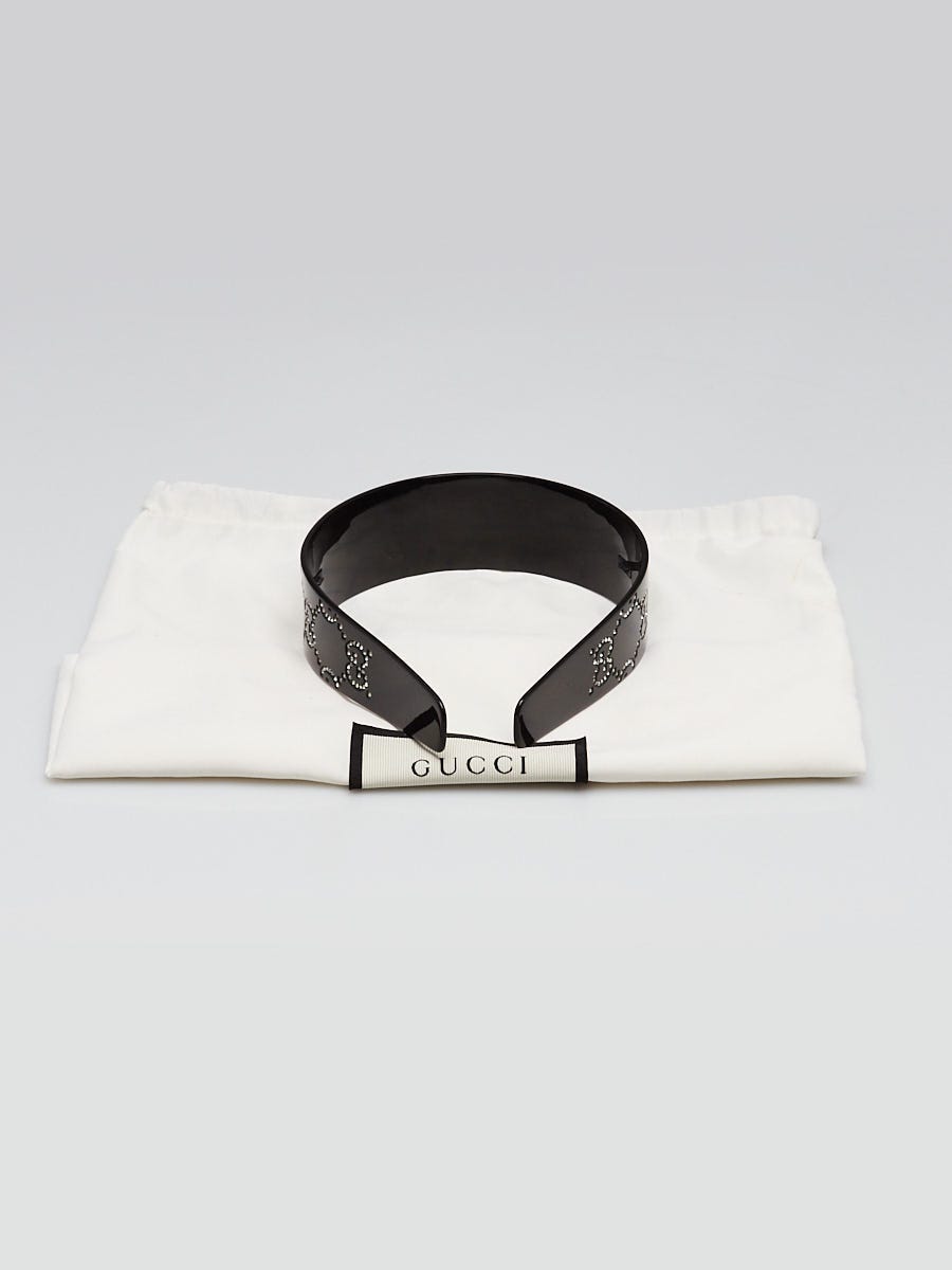 Gucci Black Plastic GG Crystal Headband | Yoogi's Closet