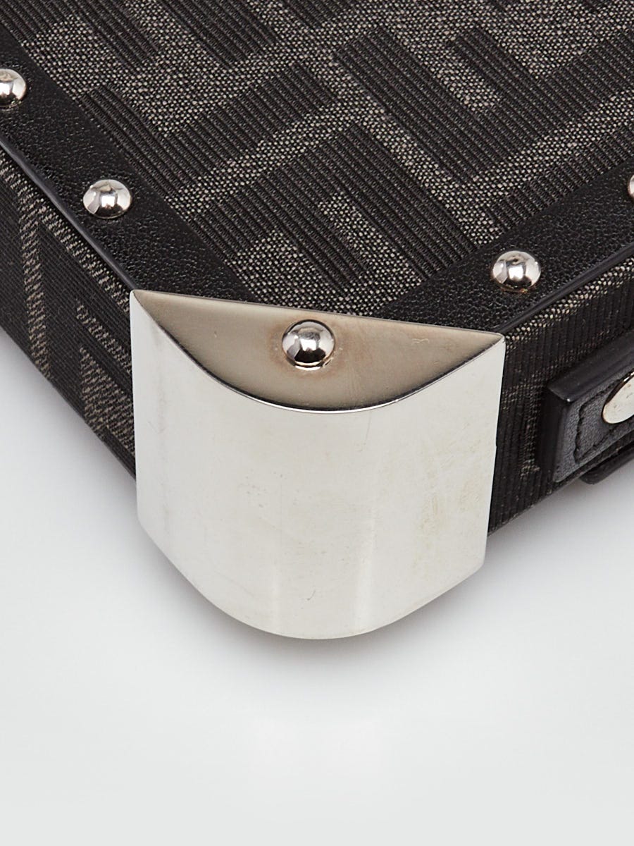Fendi Black Studded Zucca Canvas Soft Trunk Baguette Bag - 7VA507