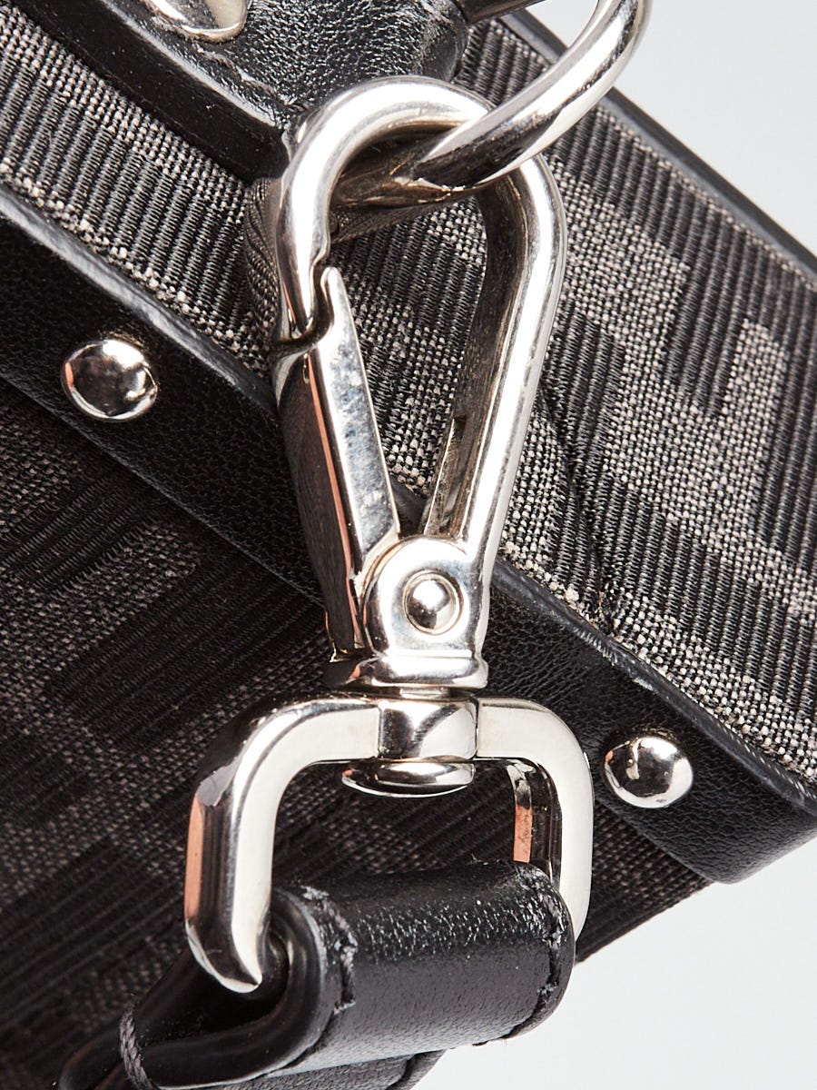 Fendi Black Studded Zucca Canvas Soft Trunk Baguette Bag - 7VA507