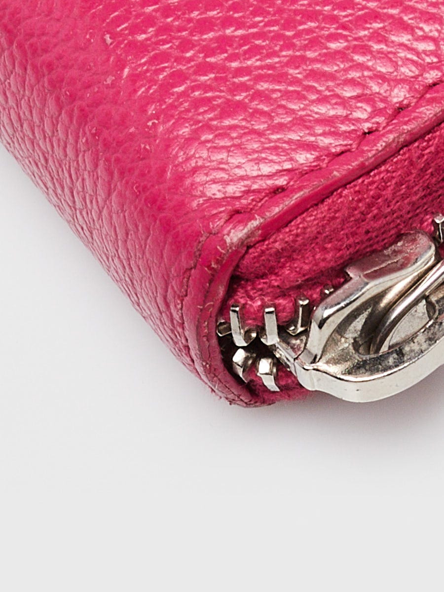 Yves Saint Laurent Pink Pebbled Leather Rive Gauche Zip Wallet