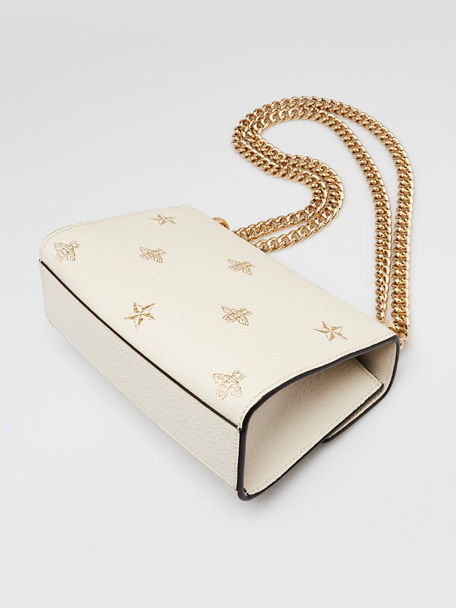 Gucci White Leather Star/Bee Small Padlock Crossbody Bag | Yoogi's