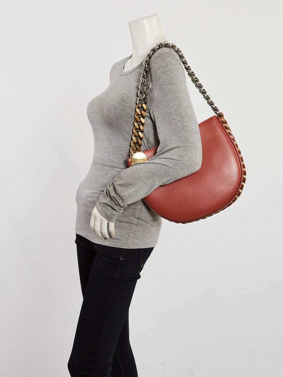Stella McCartney Orange Faux Leather Medium Frayme Shoulder Bag