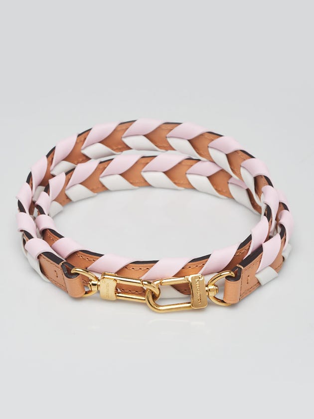 Louis Vuitton Pink/White/Natural Leather Braided Neverfull Strap