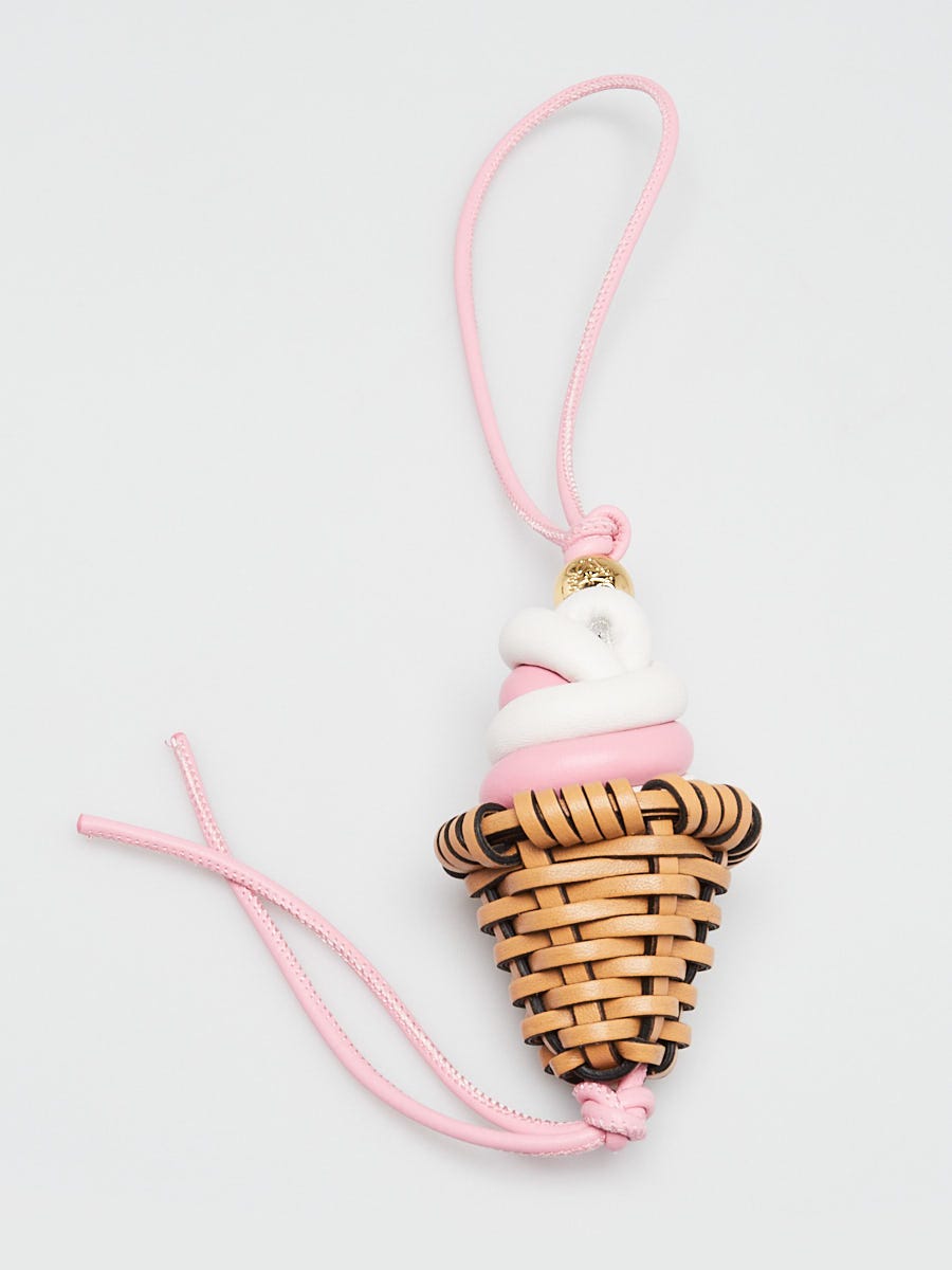 Loewe Pink/White Leather Ice Cream Cone Bag Charm | Yoogi's Closet