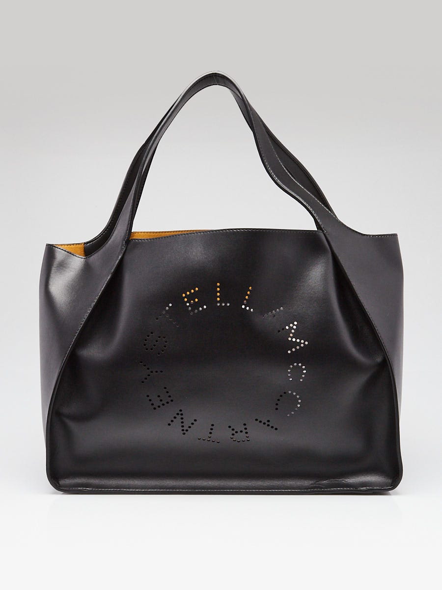 Stella McCartney Black Faux Leather Circle Stella Logo Tote Bag