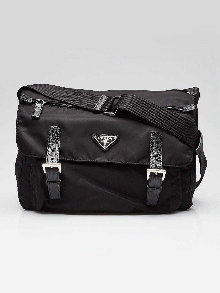 Prada Black Tessuto Nylon Buckle Messenger Bag 1BD671 | Yoogi's Closet