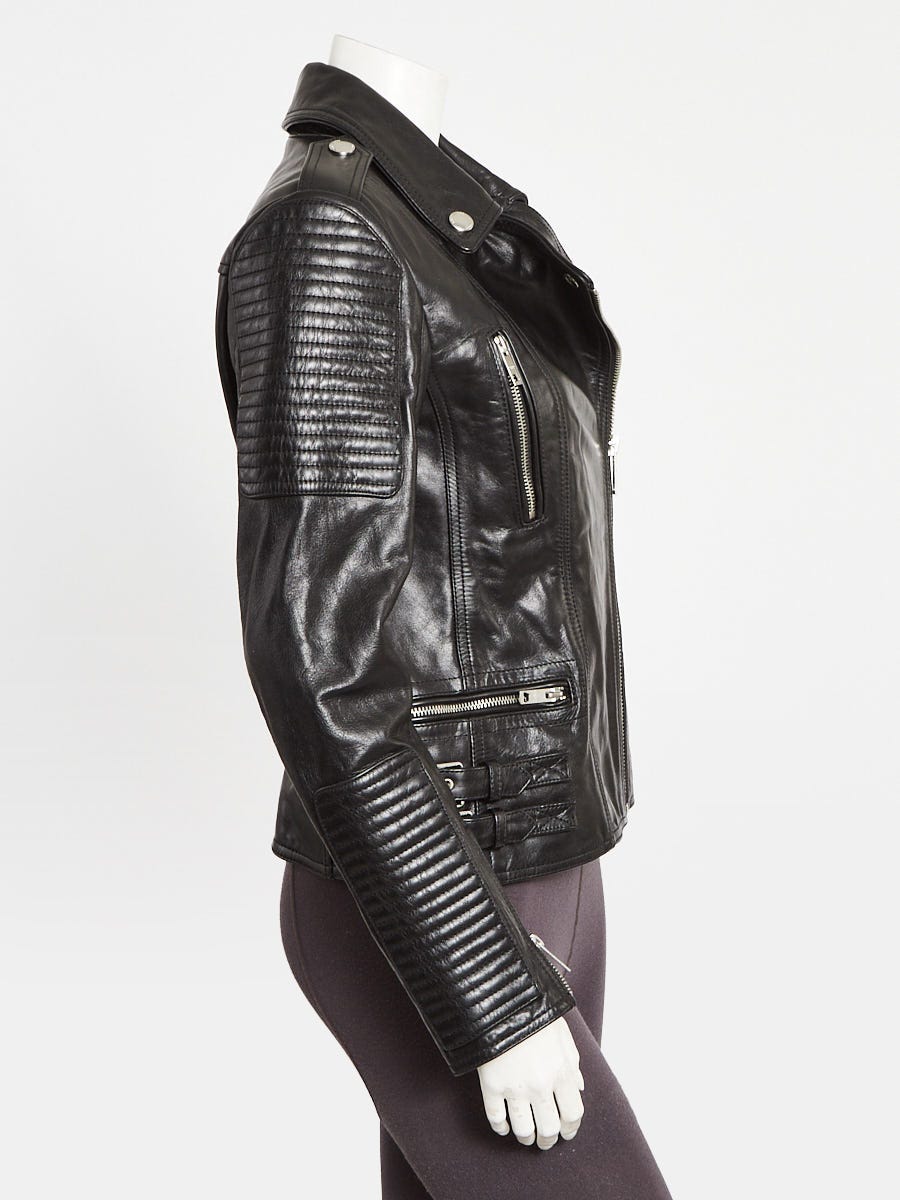 Burberry Black Leather Motorcycle Jacket Size 6/40