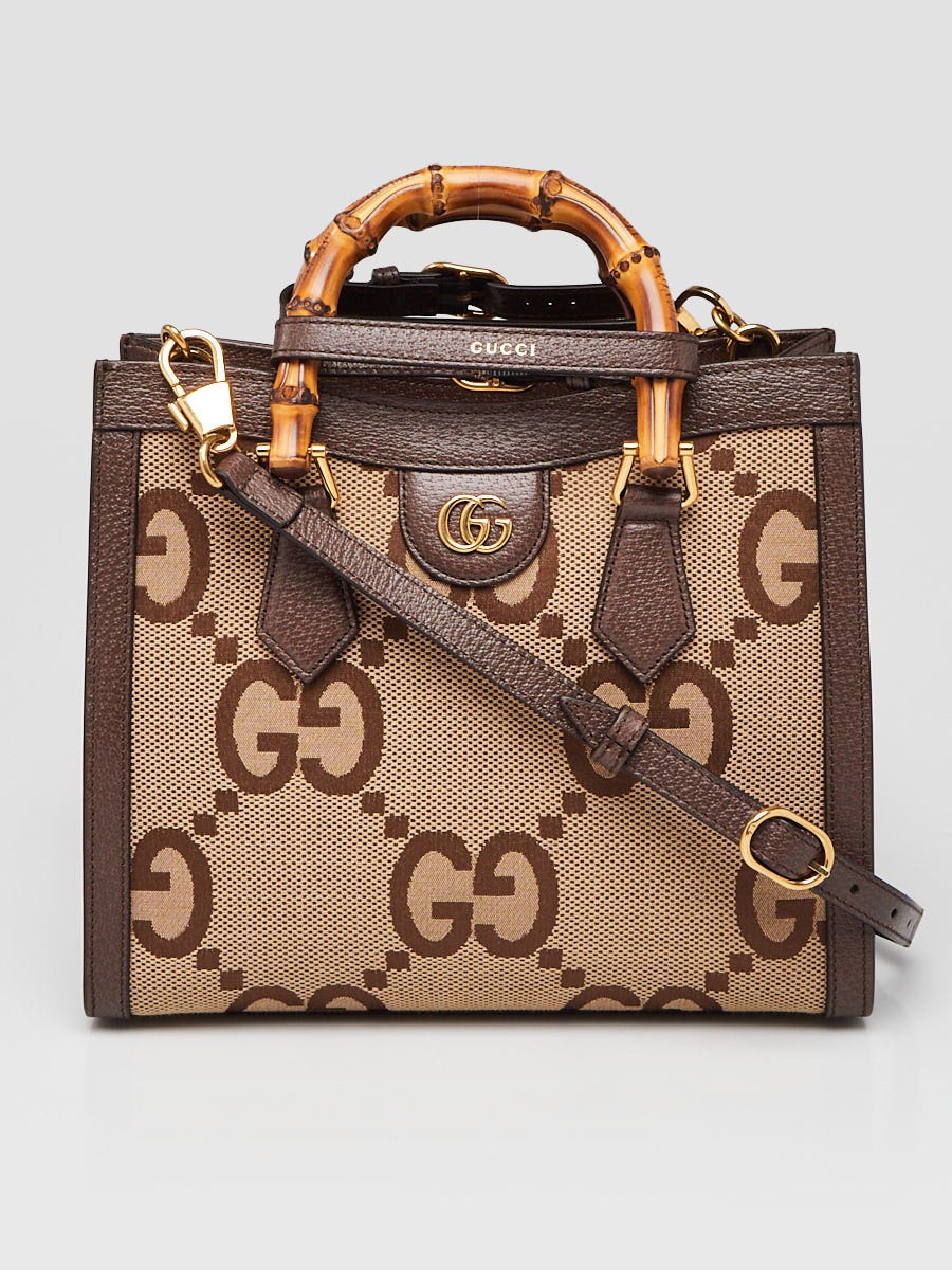Gucci Beige/Ebony GG Jumbo Canvas/Leather Medium Diana Tote Bag