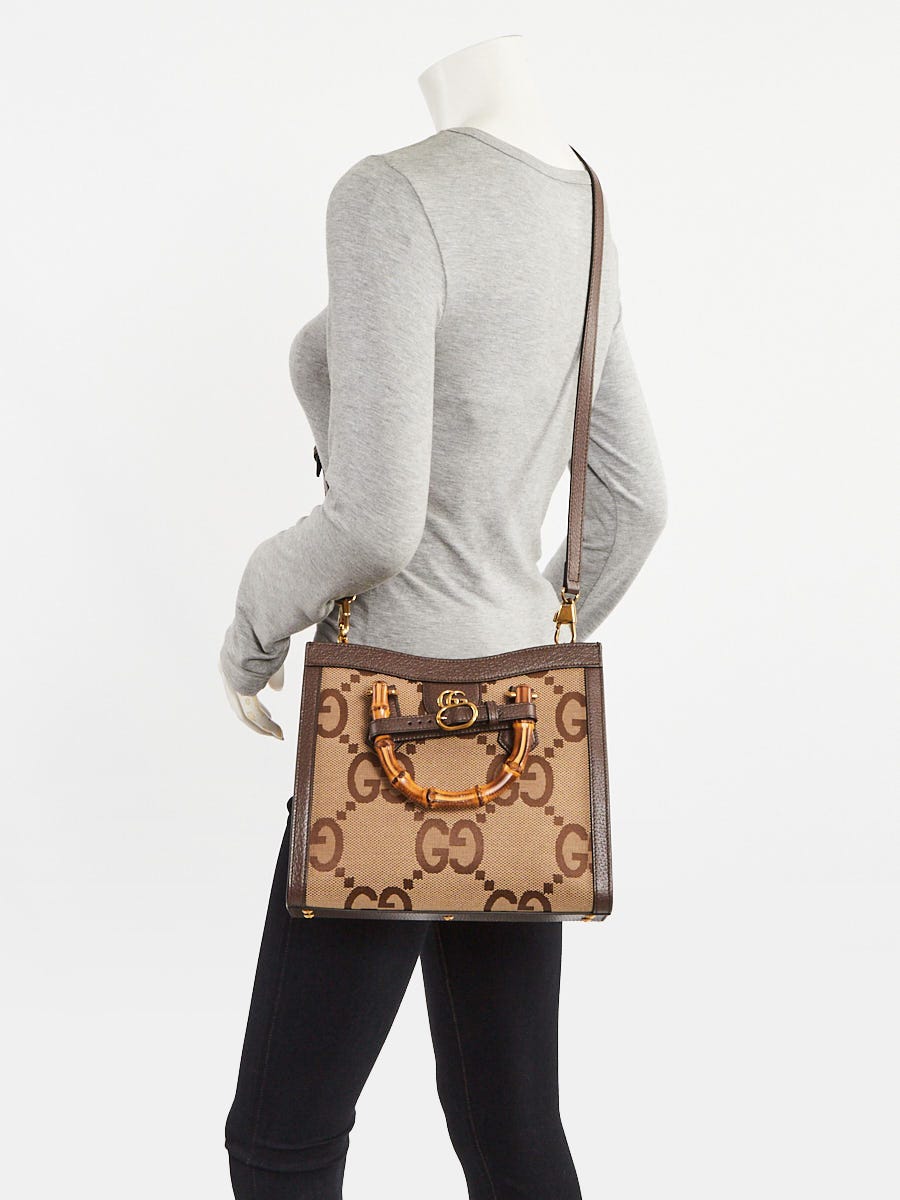 Gucci Beige/Ebony GG Jumbo Canvas/Leather Medium Diana Tote Bag
