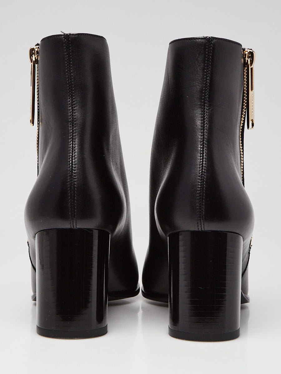 Prada Black Lambskin Leather Allen Zip Up Ankle Boots Size 9/39.5