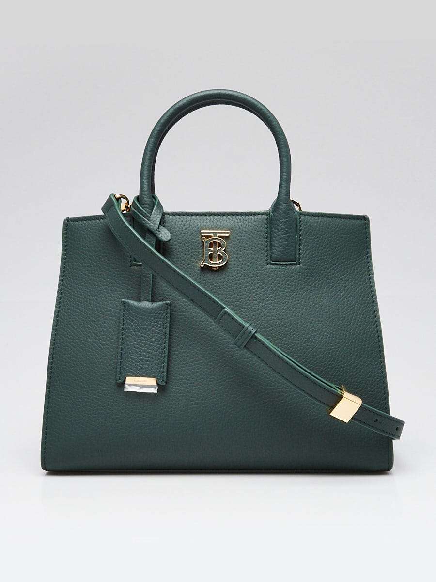 Burberry Dark Green Pebbled Leather Mini Frances Bag | Yoogi's Closet