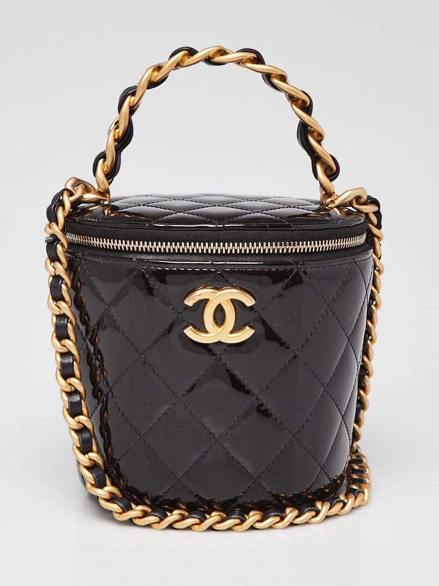 Chanel Black Quilted Patent Leather Afternoon Tea Top Handle