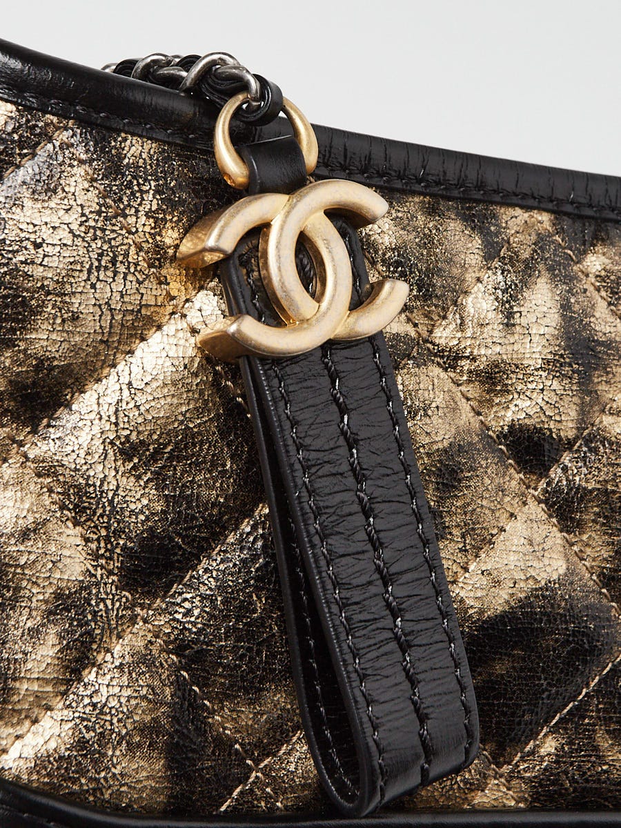 Chanel Black/Gold Metallic Crumpled Goatskin Leather Small