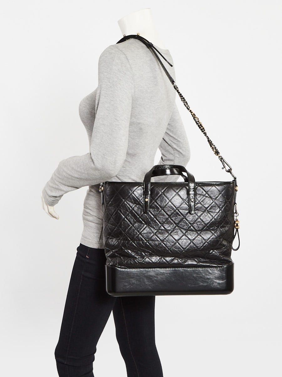 Chanel Black Quilted Calfskin Leather Large Gabrielle Shopping Tote Bag