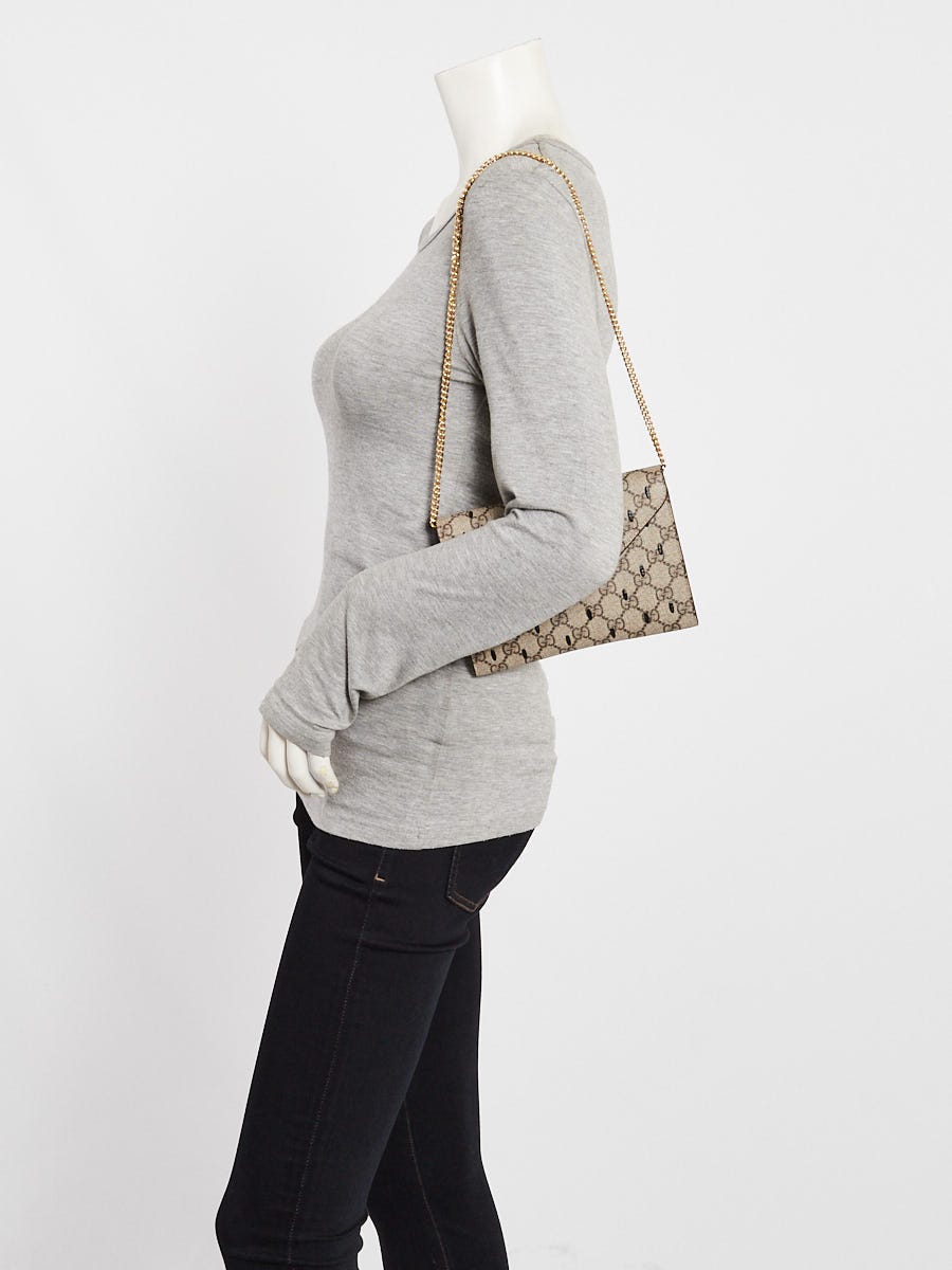 Gucci Beige/Ebony GG Coated Canvas Strawberry Wallet on Chain Bag