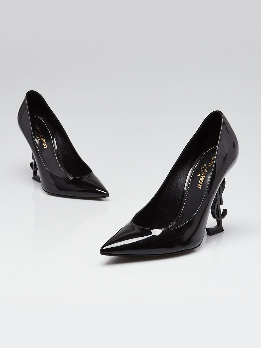 Yves Saint Laurent Black Patent Leather Opyum Monogramme Heels