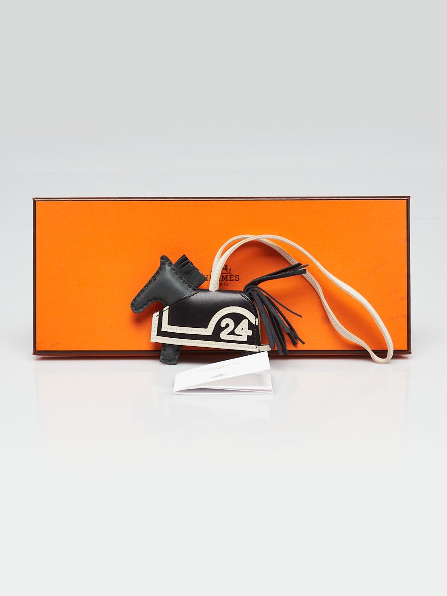 Hermes Mangrove/Noir/Craie Lambskin Leather Rodeo Robeo 24 PM Bag Charm
