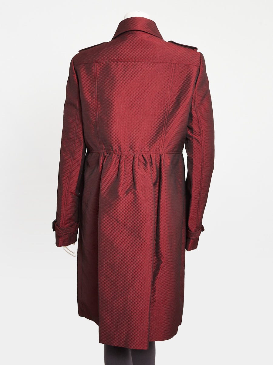 Burberry London Regiment Red Polyester/Wool Peplum Jacket Size 12/46