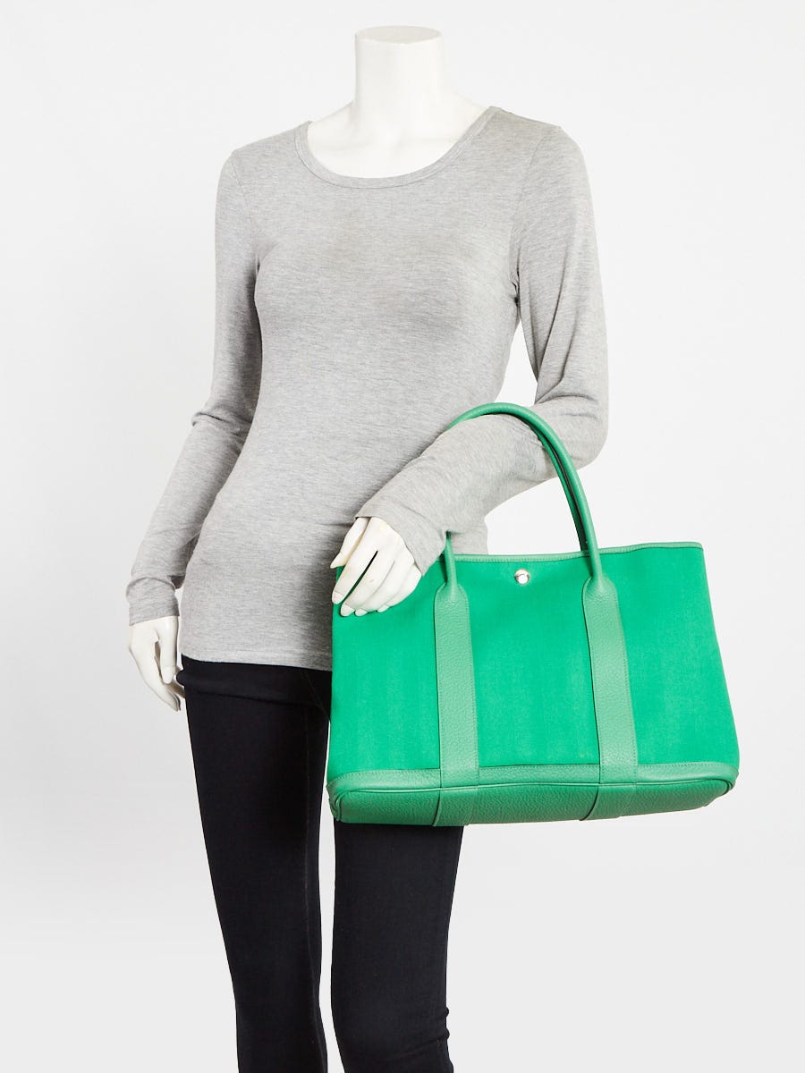 Hermes Bambou Toile Canvas and Leather Garden Party 36 Bag