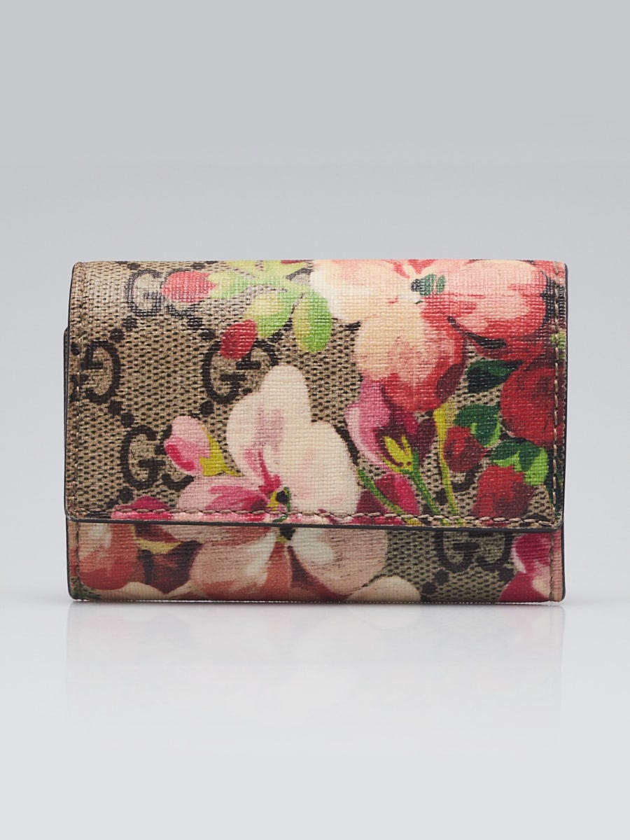 Gucci Beige/Pink GG Coated Canvas Supreme Blooms 6 Key Holder Case