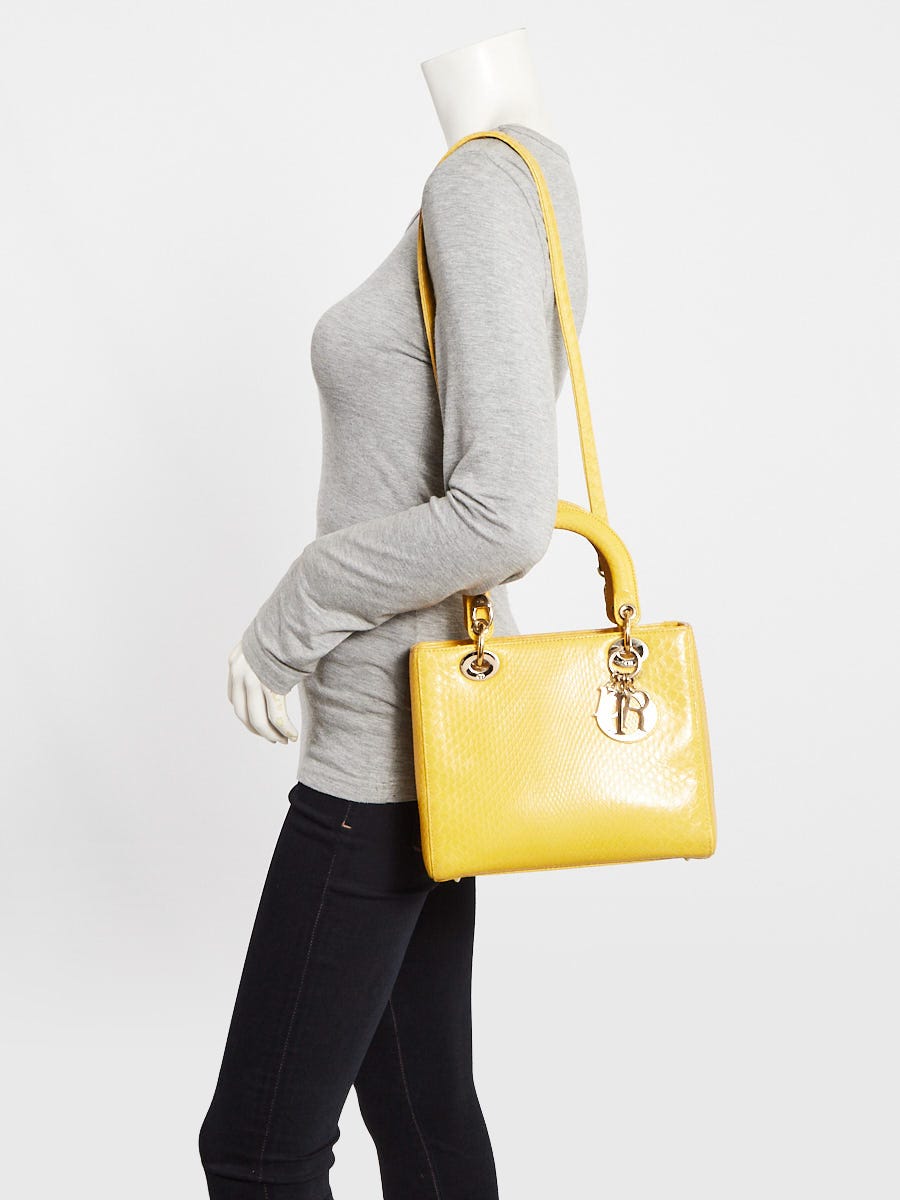 Christian Dior Yellow Python Medium Lady Dior Bag | Yoogi's Closet