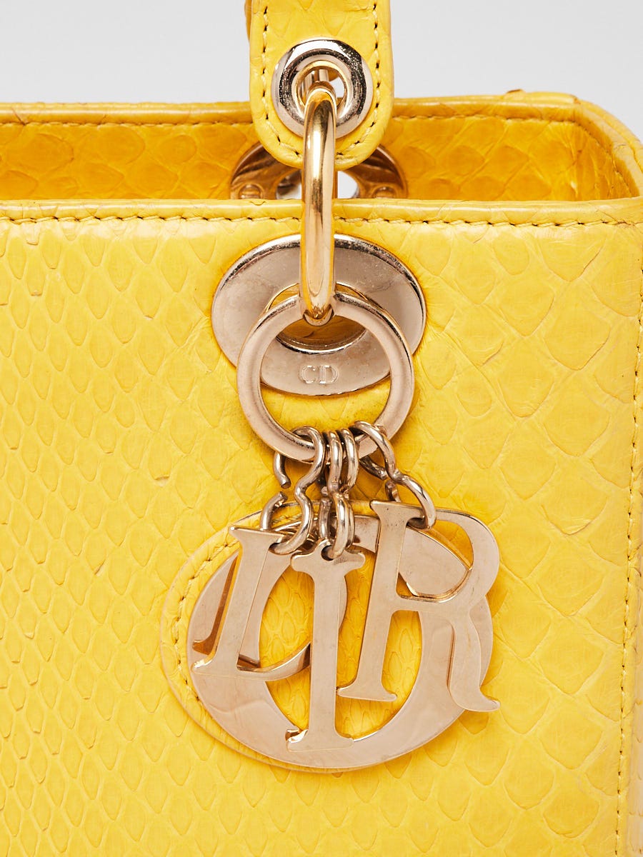 Christian Dior Yellow Python Medium Lady Dior Bag | Yoogi's Closet