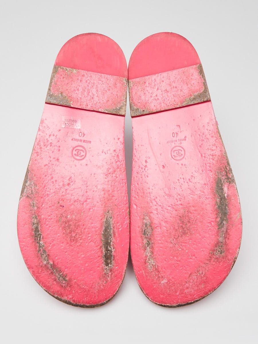 Chanel Pink Tweed and CC Beaded Dad Sandals Size 9.5/40