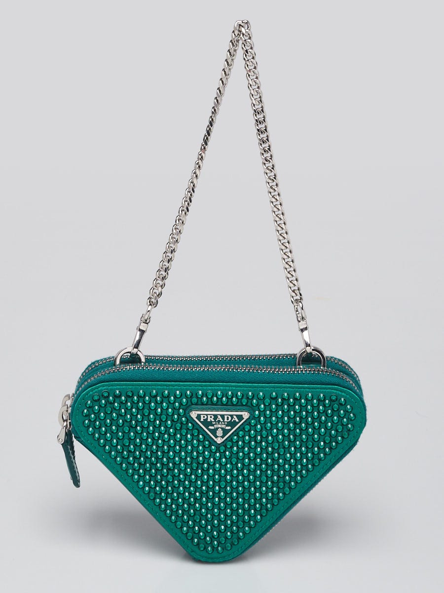 バッグ PRADA TESSUTO NYLON TRIANGLE BAG POUCH Prada Mango Tessuto Nylon and Crystal Triangle Mini Pouch