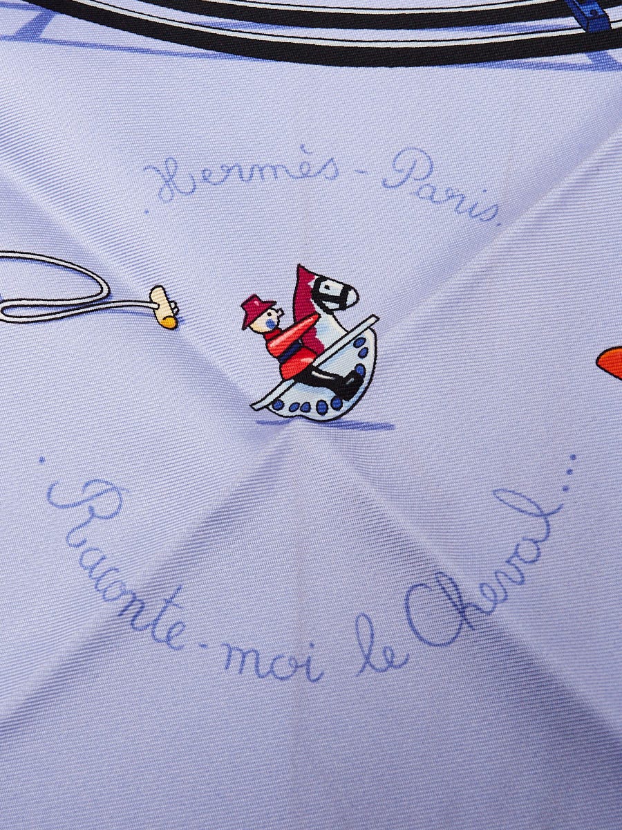 Hermes 90cm Lavender Silk Raconte Moi le Cheval Scarf | Yoogi's Closet