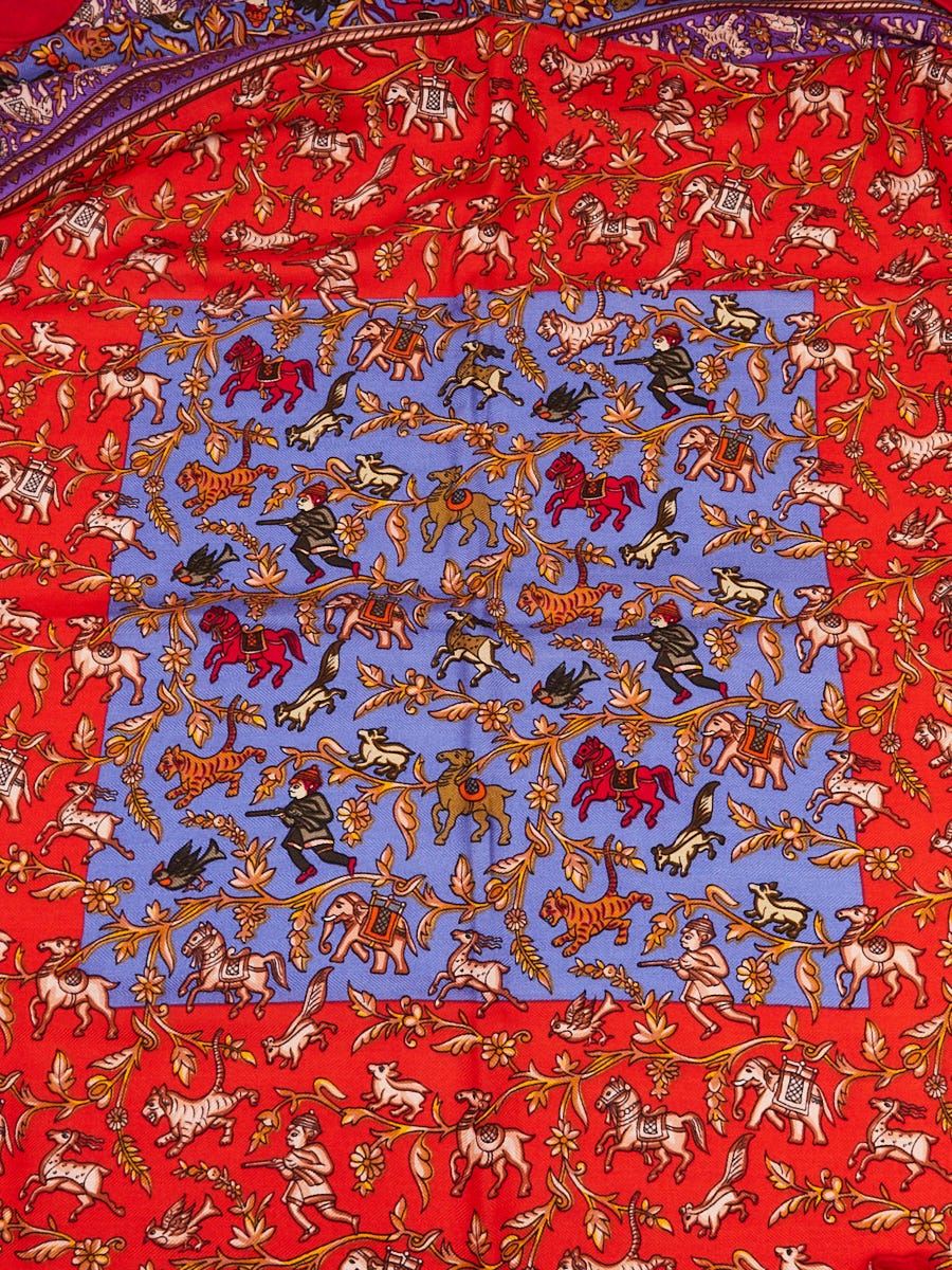 Hermes 140cm Multicolor Chasse en Inde Michel Duchene Cashmere