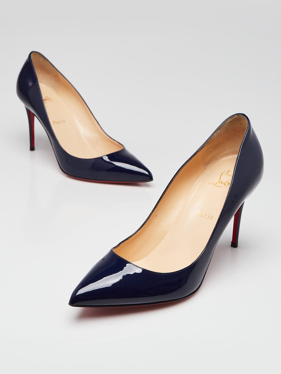Christian Louboutin Navy Blue Patent Leather Pigalle 100 Pumps