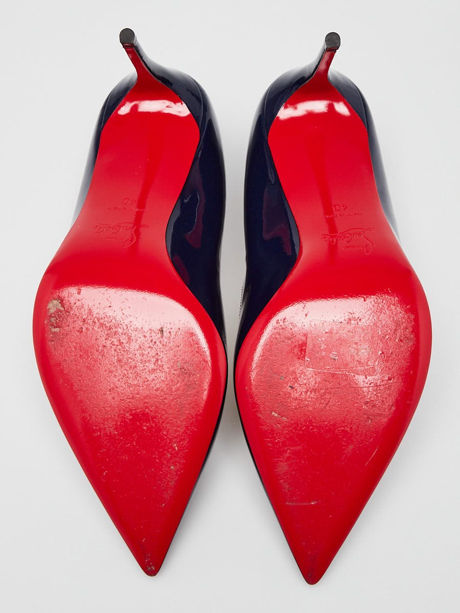 Christian Louboutin Navy Blue Patent Leather Pigalle 100 Pumps