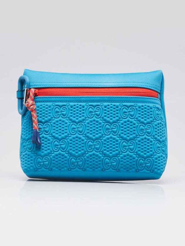 Gucci Blue GG Embossed Scuba Neoprene Pouch